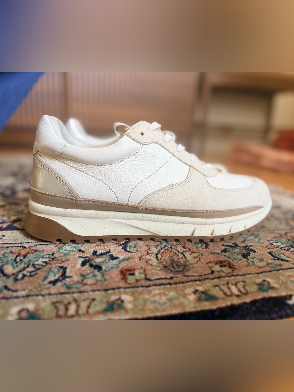 Madewell Cream and White Leather Platform Sneaker